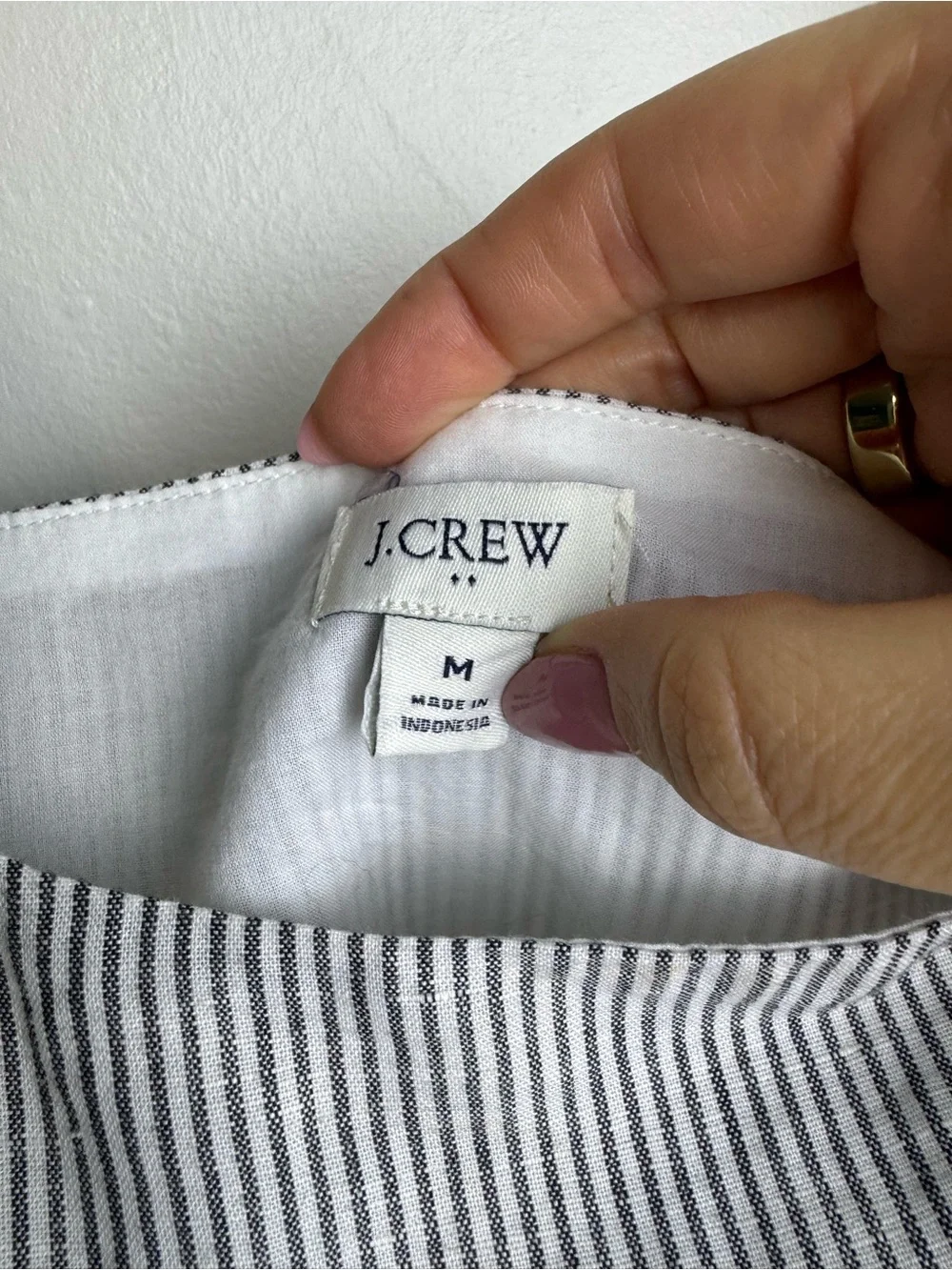 NWOT J.Crew Striped Linen Blend Square Neck Tank Top Black White